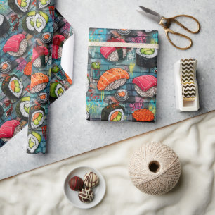 Vibrant Graffiti Sushi Wrapping Paper