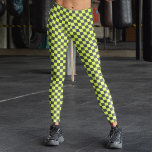 Vibrant Green and Grey Chequered Pattern Leggings<br><div class="desc">Vibrant Green and Grey Chequered Pattern Capri Leggings</div>