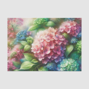 Vibrant Green and Pink Hydrangea Decoupage Tissue Paper