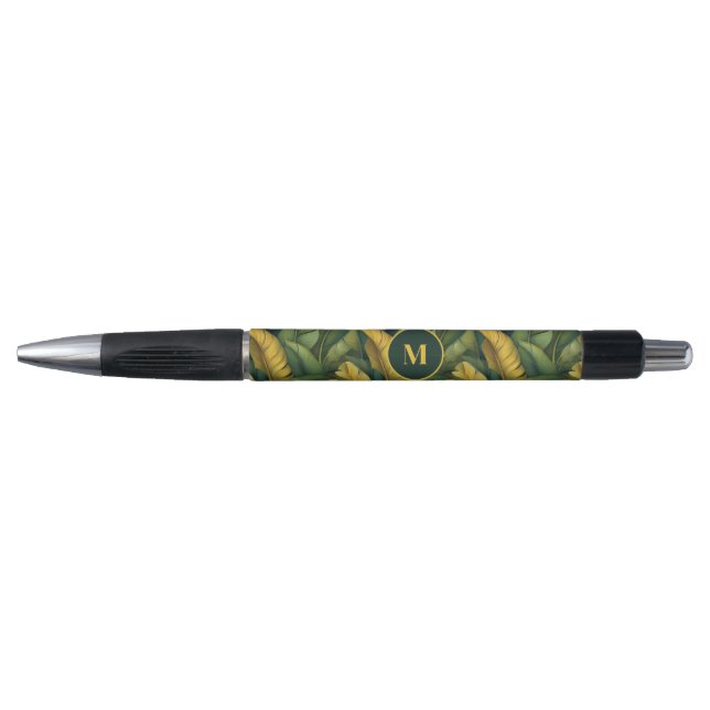 Vibrant Green Banana Foliage Pattern Monogramed (Front)