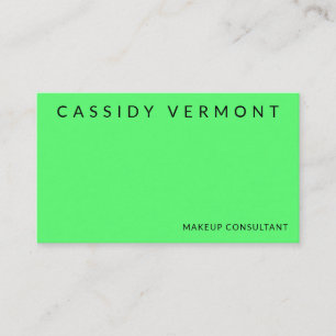 Vibrant Green Beauty Makeup Hair Consultant  Business Card