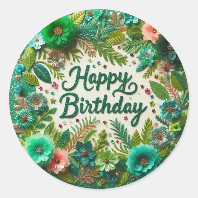 Vibrant Green Birthday sticker (Front)