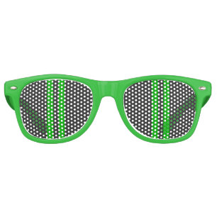 Vibrant Green Carbon Fibre Style Racing Stripes Retro Sunglasses
