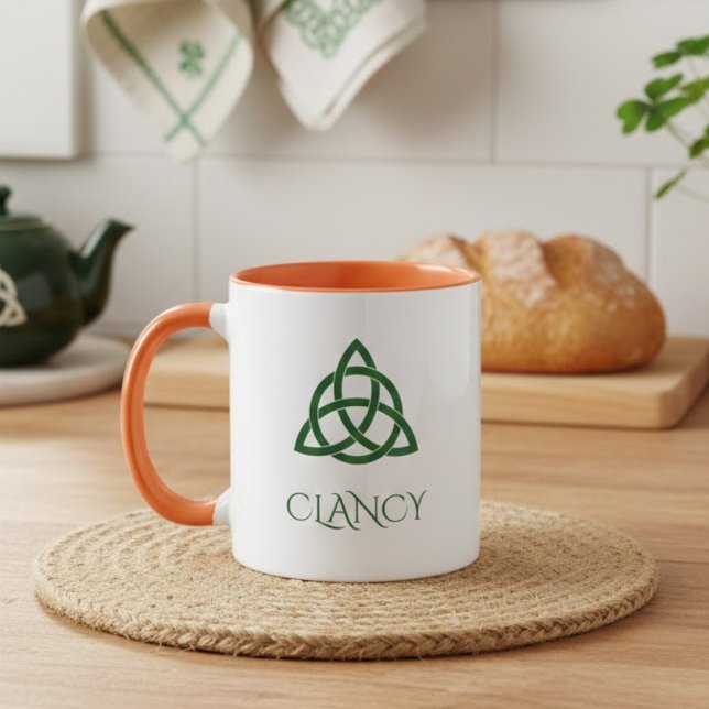 Vibrant Green Celtic Trinity Knot Family Name Mug (Creator Uploaded)