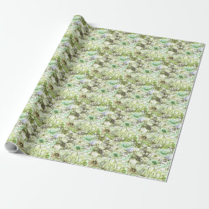 Vibrant green colour classic trendy pattern design wrapping paper