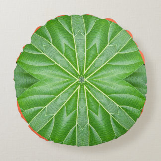Vibrant green  fabric print pattern design   round cushion