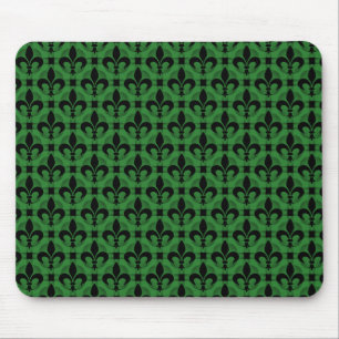 Vibrant Green Fancy Fleur de lis Mousepad
