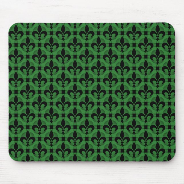 Vibrant Green Fancy Fleur de lis Mousepad (Front)