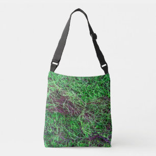 Vibrant Green Forest Moss Fine Twigs Texture Photo Crossbody Bag