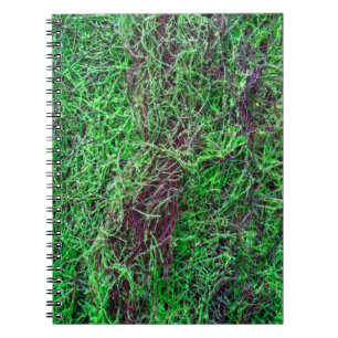 Vibrant Green Forest Moss Fine Twigs Texture Photo Notebook