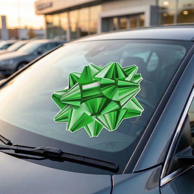 Vibrant Green Gift Bow Window Decal (Get that perfectly wrapped look with zero hassle.)