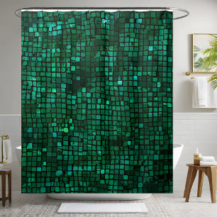 Vibrant Green Glitter Sequin Shower Curtains