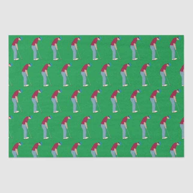 Vibrant Green Golf Putting theme  Tissue Paper (Front)