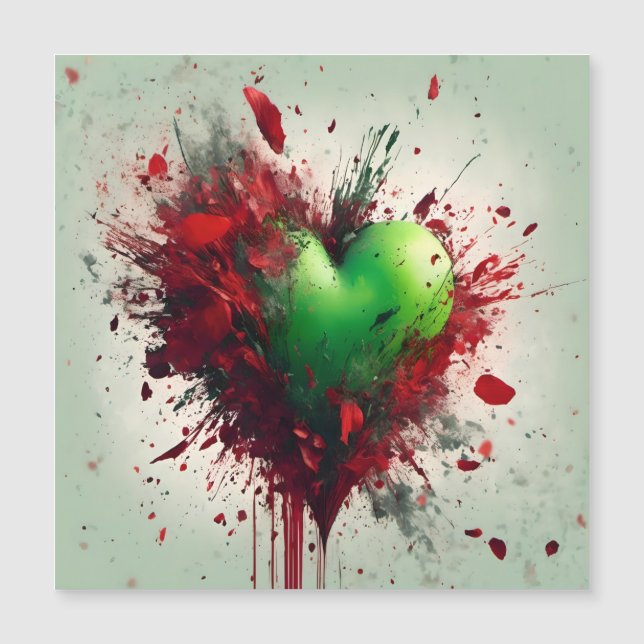Vibrant Green Heart With Scattered Red Petals (Front)