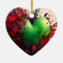 Vibrant Green Heart With Scattered Red Petals