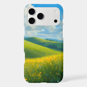 Vibrant Green Hills & Yellow Flowers Landscape Ar