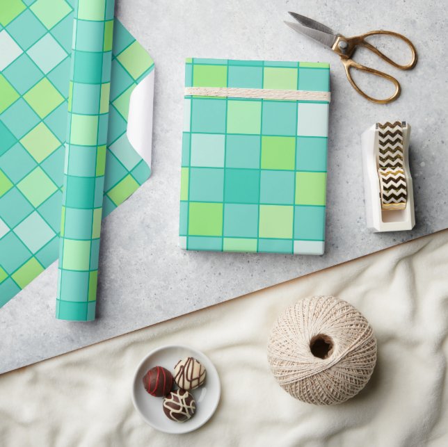 Vibrant Green Mosaic Wrapping Paper (Crafts)