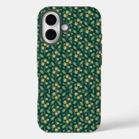 Vibrant Green Pattern with Yellow Flowers & Leaves