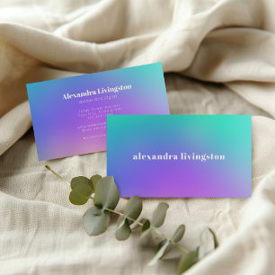 Vibrant Green Purple Abstract Gradient Glam Busine Business Card
