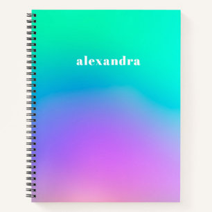 Vibrant Green Purple Abstract Unicorn Gradient Notebook