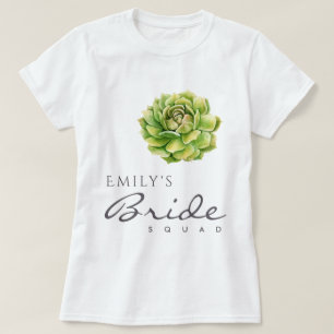 VIBRANT GREEN WATERCOLOR SUCCULENT BRIDE SQUAD T-Shirt