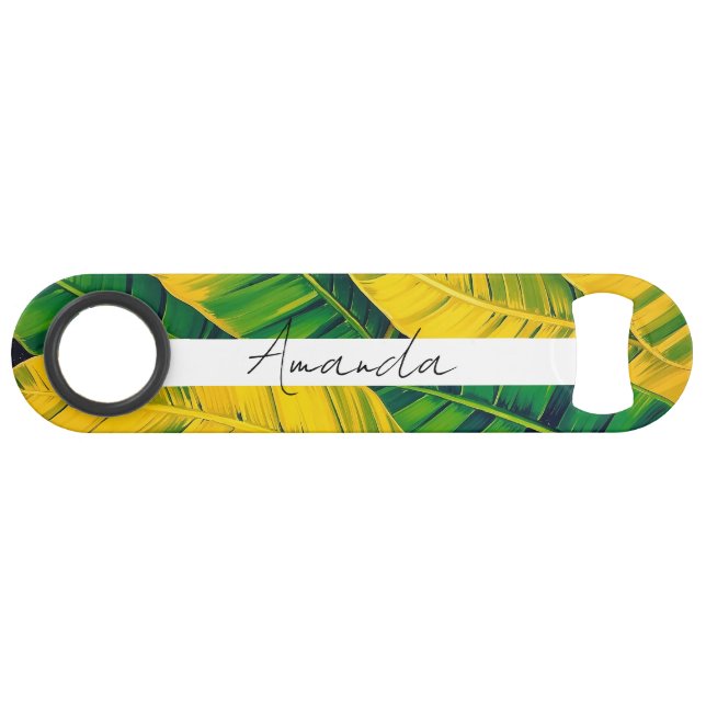 Vibrant Green & Yellow Banana Leaf Pattern (Front (Horizontal))