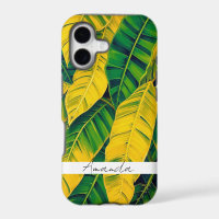 Vibrant Green & Yellow Banana Leaf Pattern