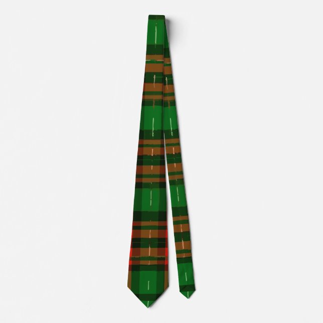 Vibrant Green, Yellow & Red Plaid Pattern for Men Tie (Front)