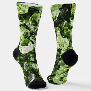 Vibrant greenery crystal rocks abstract cool socks
