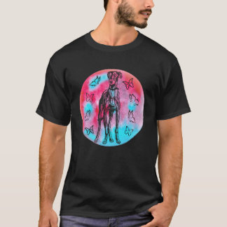 Vibrant Greyhound Butterflies Tee: Colourful & Cap T-Shirt