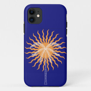 Vibrant groovy line art palm tree art deco iPhone 11 case