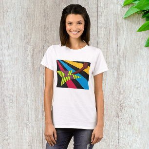 Vibrant Guitar with Geometric Stripes T-Shirt