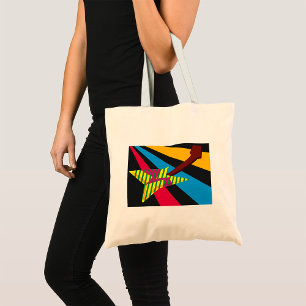 Vibrant Guitar with Geometric Stripes Tote Bag