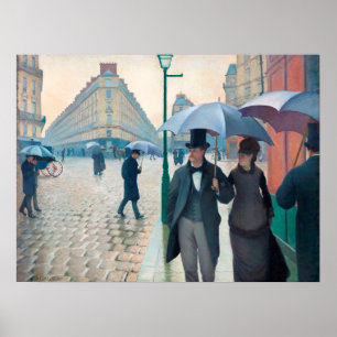 Vibrant Gustave Caillebotte Paris Street Rainy Day Poster