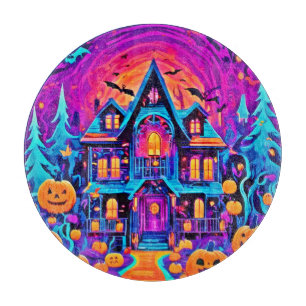 Vibrant Halloween House Art Cutting Board