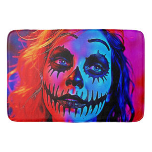 Vibrant Halloween Makeup Art Bath Mat