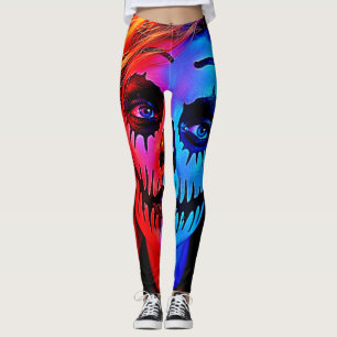 Vibrant Halloween Makeup Art Leggings