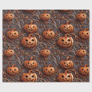 Vibrant Halloween-themed Jack o lantern Wrapping Paper