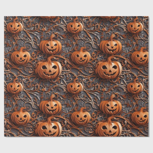 Vibrant Halloween-themed Jack o lantern Wrapping Paper (Flat)