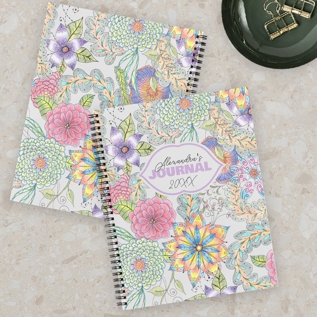 Vibrant Hand-Drawn Spring Blossoms and Greenery Notebook (Creator Uploaded)