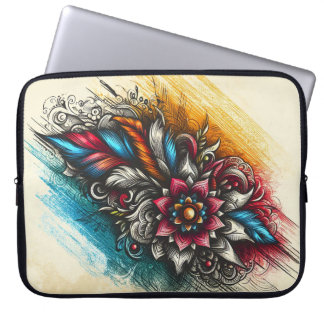 Vibrant Hand-Sketched Power Laptop Sleeve