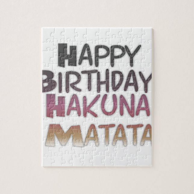 Vibrant Happy Birthday Hakuna Matata Design Jigsaw Puzzle (Vertical)