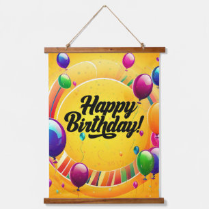 Vibrant Happy Birthday Hanging Tapestry