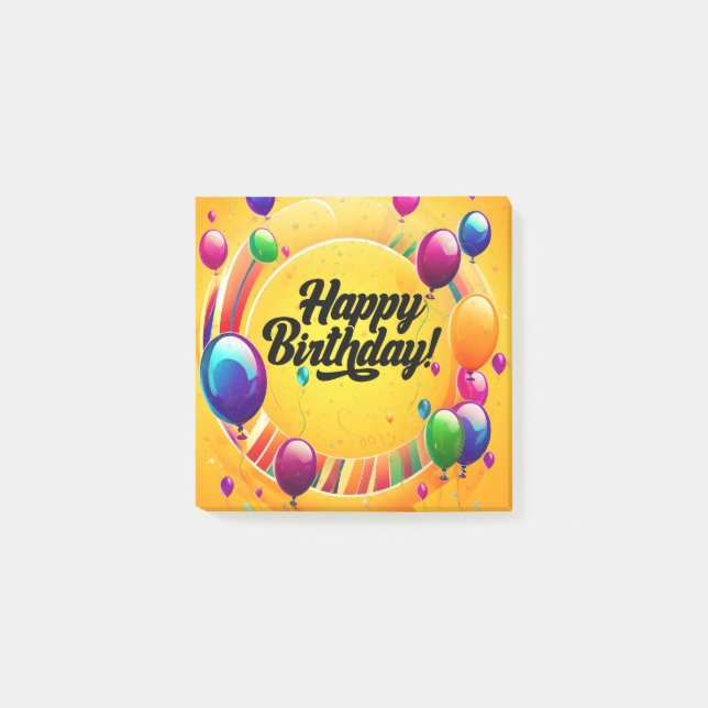Vibrant Happy Birthday Post-it Notes (Front)