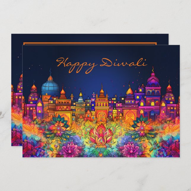 Vibrant Happy Diwali with custom text (Front/Back)