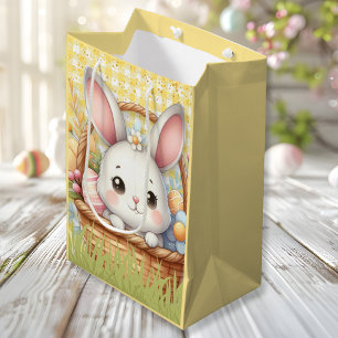 Vibrant Happy Easter in a Yellow background Medium Gift Bag