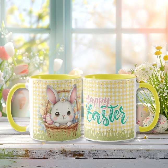 Vibrant Happy Easter in a Yellow background  Mug (Vibrant Happy Easter in a Yellow background Mug)