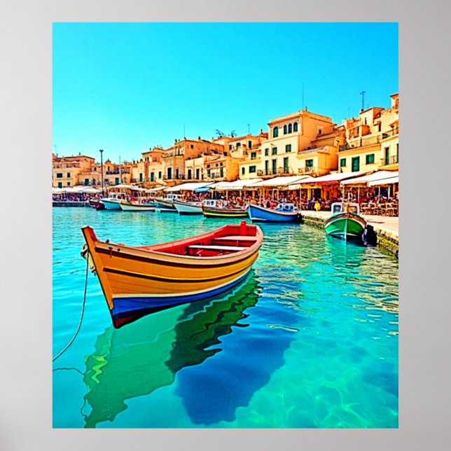 Vibrant Harbour: Mediterranean Bliss Poster (Front)