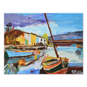 Vibrant Harbour Village Expressionist Photo Print