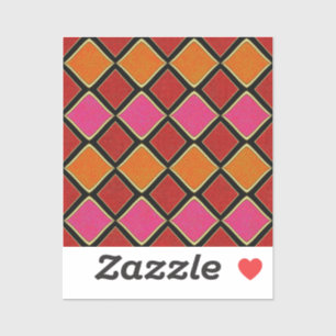 Vibrant Harlequin Diamond Pattern in Red, Orange,